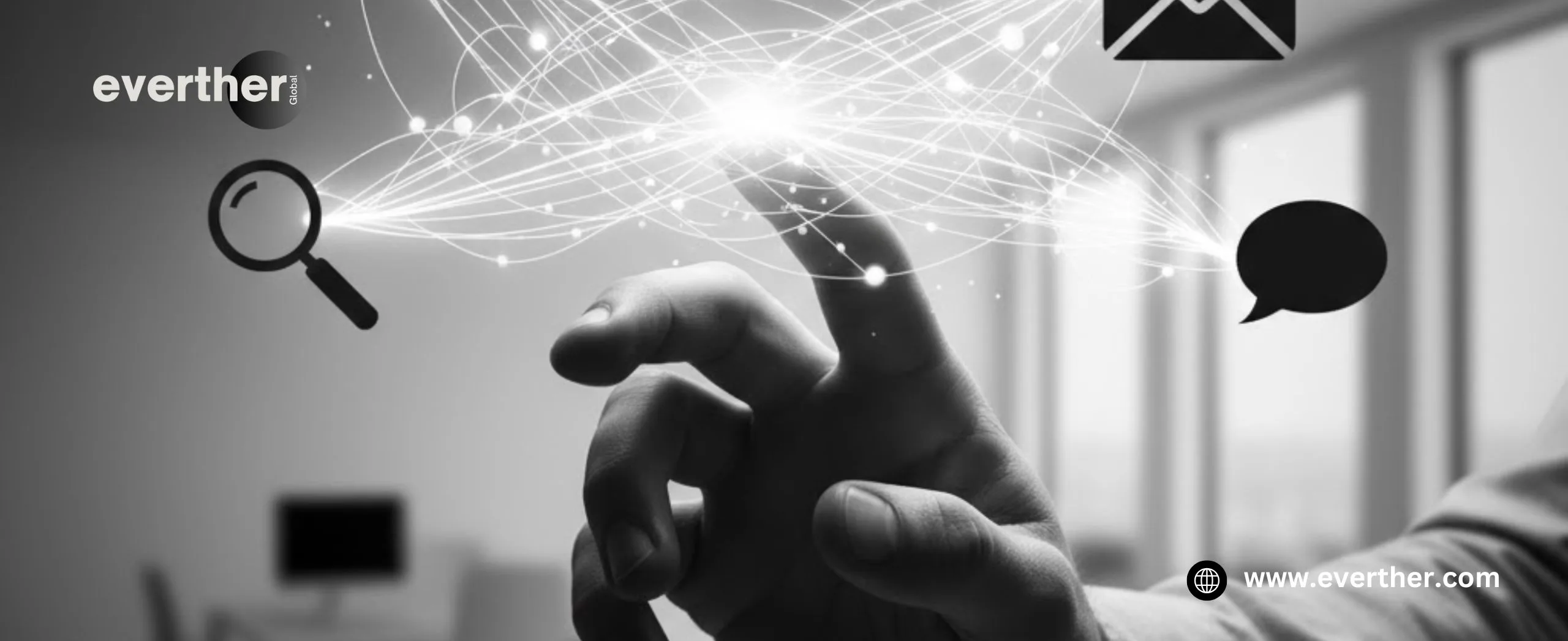 Hand reaching for digital connections